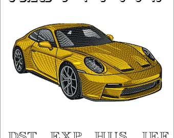 Auto de lujo amarillo - Diseño de bordado a máquina - DST, PES, VP3 y más - Descarga instantánea