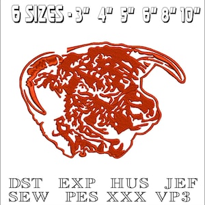 Bull head - Machine Embroidery Design - DST, PES, VP3 & More - Instant Download