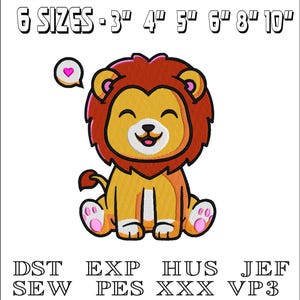 Happy lion - Machine Embroidery Design - DST, PES, VP3 & More - Instant Download