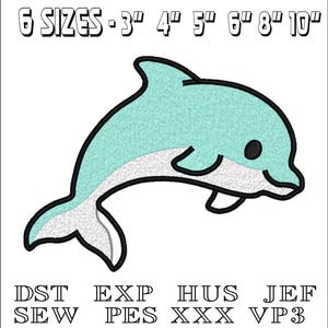 Blue Dolphin - Machine Embroidery Design - DST, PES, VP3 & More - Instant Download