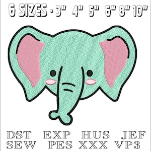 Kid's Elephant face - Machine Embroidery Design - DST, PES, VP3 & More - Instant Download