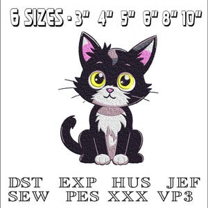 Fichier de broderie chat mignon - motif de broderie Machine - DST, PES, VP3 et plus - téléchargement immédiat