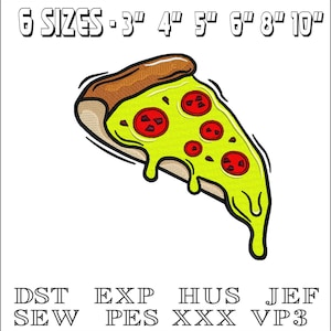 Rebanada de pizza de pepperoni - Diseño de bordado a máquina - DST, PES, VP3 y más - Descarga instantánea