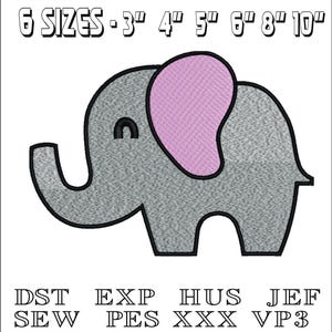 Cute Little Elephant - Machine Embroidery Design - DST, PES, VP3 & More - Instant Download
