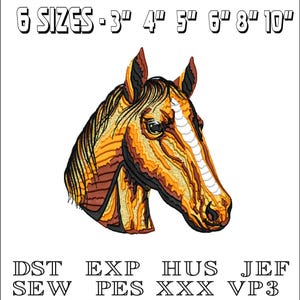 Horses Head Embroidery File - Machine Embroidery Design - DST, PES, VP3 & More - Instant Download