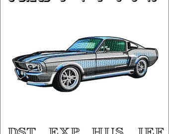 60s Muscle Car  - Machine Embroidery Design - DST, PES, VP3 & More - Instant Download