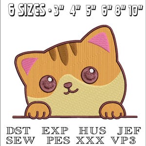Cat peeking  - Machine Embroidery Design - DST, PES, VP3 & More - Instant Download