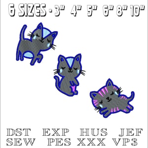 Three Little Cats - Machine Embroidery Design - DST, PES, VP3 & More - Instant Download