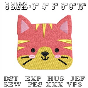 Pink Cat Face - Machine Embroidery Design - DST, PES, VP3 & More - Instant Download