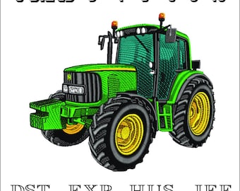Green Tractor  - Machine Embroidery Design - DST, PES, VP3 & More - Instant Download