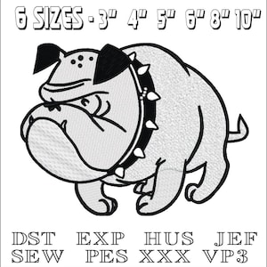 Bulldog Mascot Embroidery Design: Machine Embroidery File (Instant Download)