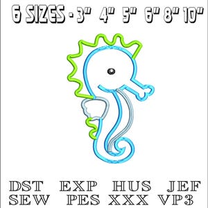 Seahorse Applique - Machine Embroidery Design - DST, PES, VP3 & More - Instant Download