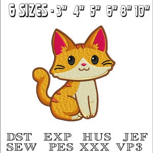 Ginger Cat  - Machine Embroidery Design - DST, PES, VP3 & More - Instant Download