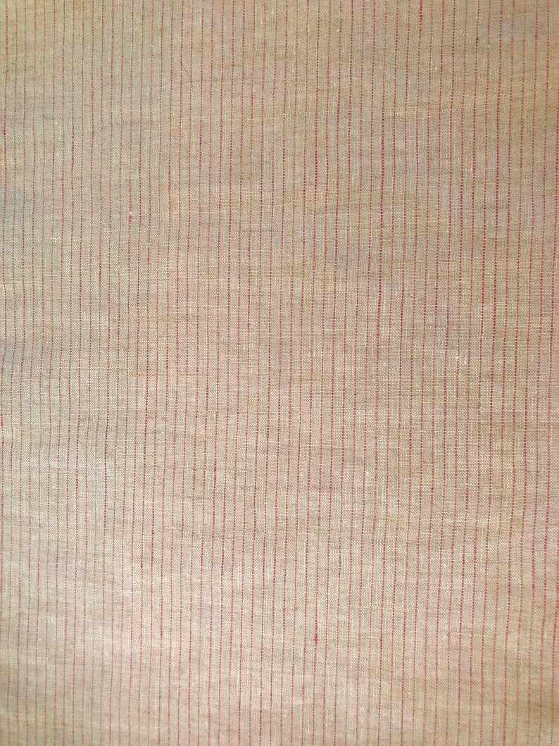 Linen pin stripe fabric pink stripe woven into natural flax Etsy
