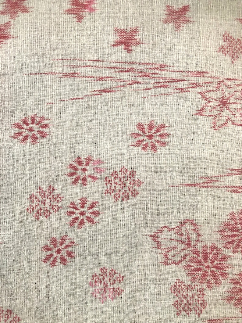 Vintage hemp linen Japanese kimono fabric maple leaf bamboo Etsy