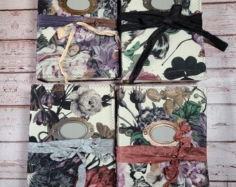 Handmade Moody Floral Junk Journal: Tea Dyed Grungy Pages Grimoire Spellbook Vintage Style