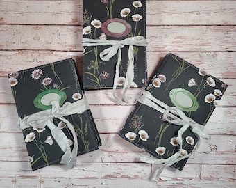 Handmade Floral Fabric Junk Journal: Tea Dyed Grungy Pages