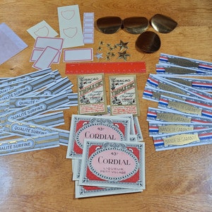 60+ Vintage Labels French Liquor Wine Dennison Junk Journal Supply Ephemera Mixed Media Collage Snail Mail Cordial Gold Seals Stars