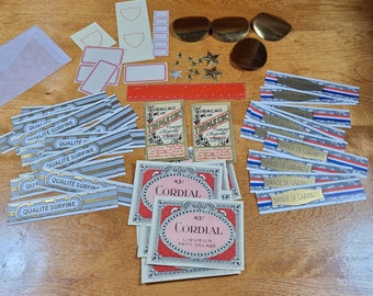 60+ Vintage French Liquor Labels: Dennison Seals, Stars Ephemera
