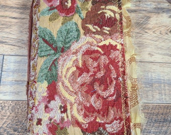 Junk Journal Fabric Cover Red Gold Boho Floral Tea Dyed Page Inserts Refillable