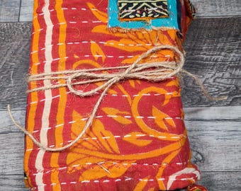 Artist Sketchbook Collaged Kantha Quilt Cover Tea Dyed Pages Drawing Journal Handmade Art Journal Grimoire