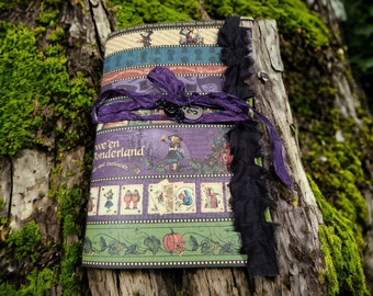 Halloween in Wonderland Alice In Wonderland Mad Hatter Queen of Hearts Junk Journal Style Handmade Journal Keepsake Journal Grimoire