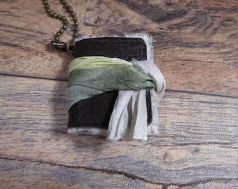 Wearable Junk Journal Necklace: Reclaimed Leather Book Pendant