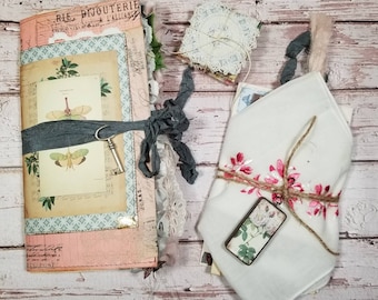 Handmade Junk Journal: Vintage Ephemera, Floral Tea-Dyed Textiles