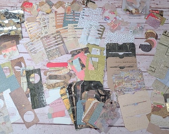 Huge Lot of 375+ Assorted Die Cuts Tags Specimens Slides Pockets Labels Tabs Scrapbooking Ephemera Junk Journals Floral Steampunk Tim Holtz