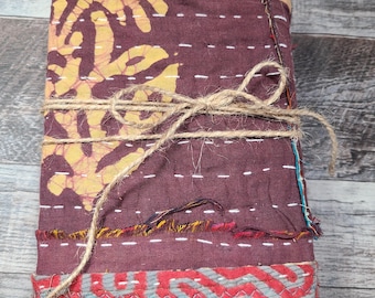 Artist Sketchbook Collaged Kantha Quilt Cover Tea Dyed Pages Drawing Journal Handmade Art Journal Grimoire