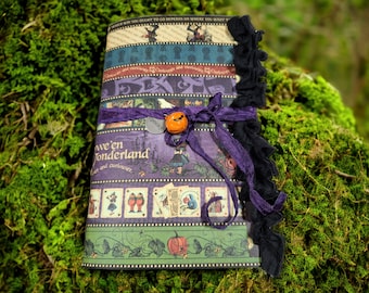 Halloween in Wonderland Alice In Wonderland Mad Hatter Queen of Hearts Junk Journal Style Handmade Journal Keepsake Journal