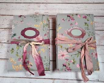 Floral Fabric Junk Journal: Tea-Dyed Grungy Pages, Handmade Glue Book