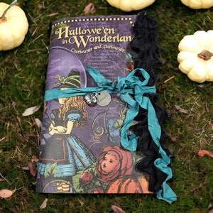 Halloween in Wonderland Alice In Wonderland Queen of Hearts Junk Journal Style Handmade Journal Keepsake Journal