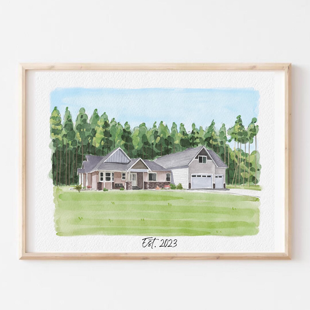 Custom House Portrait in Watercolor Style, House Portrait From Photo ...