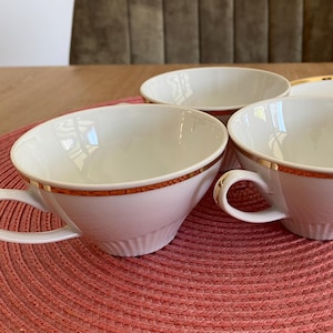 Vintage EPIAG Czechoslovakia Porcelain Tea Set: Gold Rim, 1970s Collectible