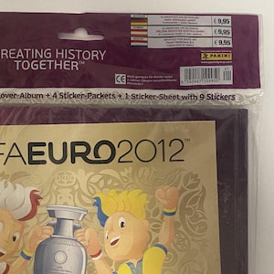UEFA Euro 2012 Panini Sticker Album Starter Set – Original Sealed, Hard Cover + 4 Sticker Packs + 1 Sticker Sheet with 9 Stickers