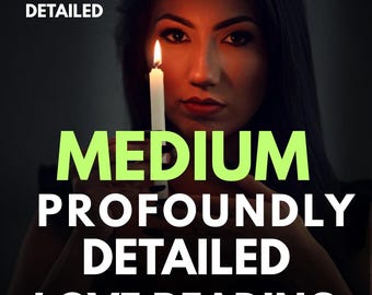 May include: Image features a woman holding a lit candle, with text overlay: "SAME HOUR DETAILED" and "MEDIUM PROFOUNDLY DETAILED LOVE READING". The text is in white and green against a dark background.