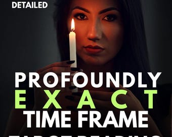 May include: Image features a woman holding a lit candle, with text overlay: "SAME HOUR DETAILED" and "PROFOUNDLY EXACT TIME FRAME TAROT READING". The text is in white and green against a dark background.