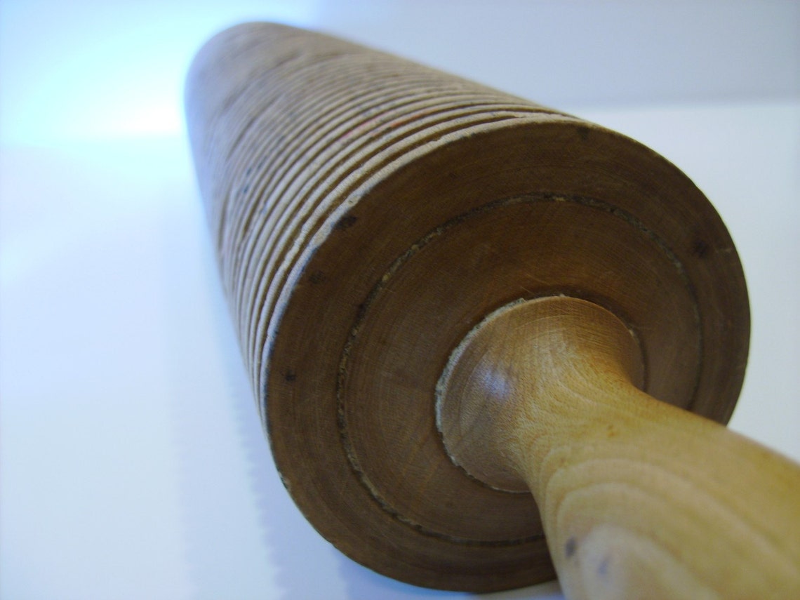 Antique Lefse Rolling Pin Grooved Etsy