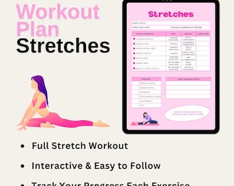 Planificador de ejercicios imprimible / Rutina de estiramiento / Plan de entrenamiento digital / Guía de ejercicios / Diario de bienestar / Programa de ejercicios en casa