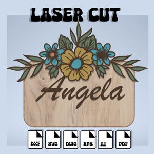 Floral Baby Name Sign SVG: Laser Cut Nursery Decor (Digital Download)