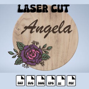 Personalized Baby Name Sign SVG,Nursery Round Sign,Personalized Kids Sign,Wall Baby RoomDecor Laser Cut,CNC File, Flower Svg Laser Cut Files