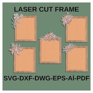 Floral Embossed Frame SVG Bundle: Laser Cut Designs (PDF)