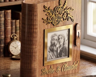 Book Shaped Memory Box, Laser Cut Floral Photo Keepsake SVG (Digital Download)