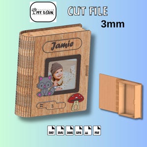 Laser Cut Baby Photo Album SVG | Personalized Name & Date | Digital File for Glowforge | DIY Baby Shower Gift | Wooden Keepsake