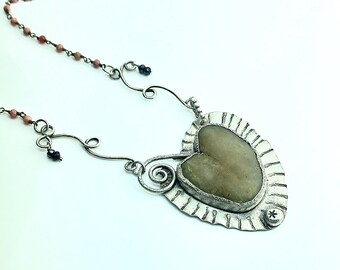 Whimsical Heart Stone Necklace