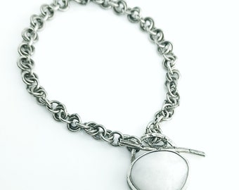 White quartz toggle bracelet handmade chain