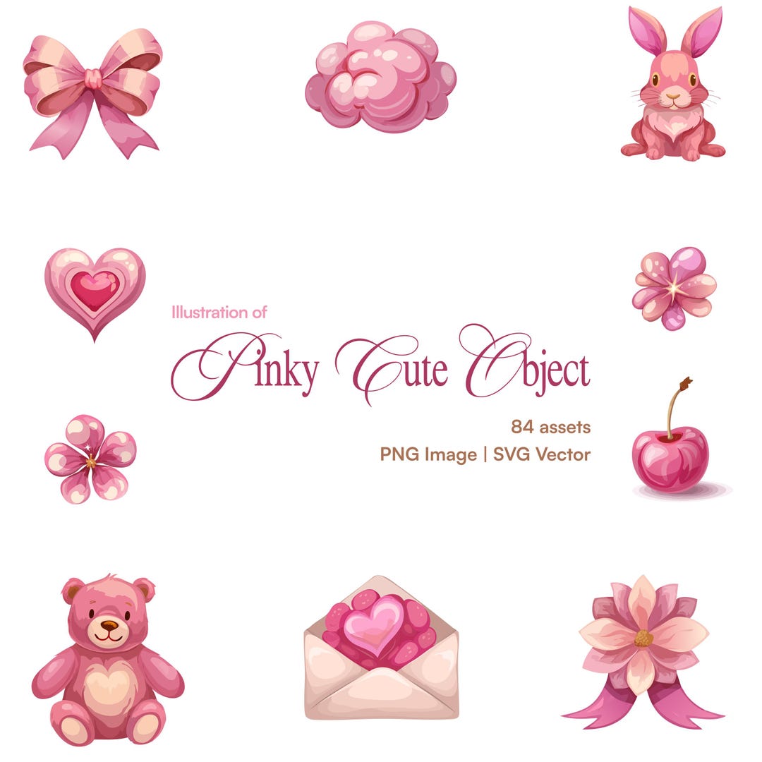 Vector Pinky Pinky Object Illustration Bundle 84 SVG PNG Vector for Graphic Assets ...