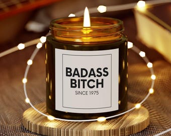 Badass Bitch Since 1975, Funny Birthday Candle, Funny 50th Birthday Gift, Sister Birthday Gift, 50 Birthday Gift For Friend, Gift For Her