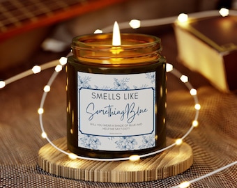 Smells Like Something Blue Proposal Candle, Something Blue Crew Card Gift Box Honorary Bridesmaid Bridal Party Gifts Guests of Honor,
